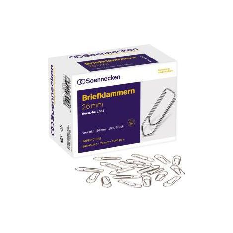 Büroklammer spitze Form 26mm Metall verzinkt silber 1.000 St./Pack. (1/4)