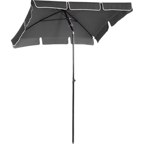 Parasol de jardin inclinable en aluminium et acier gris 198x130x245 cm (1/5)