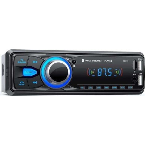 Autoradio 1 Din Bluetooth 5.0 Main Libre, Compatible iOS/Android, 2 USB AUX SD TF MP3, 9-12V Ortviai (1/4)