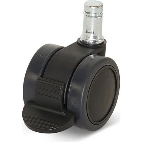 Roue pivotante freinée - MESO - Caoutchouc noir - 100 mm - Trou central - 80 kg
