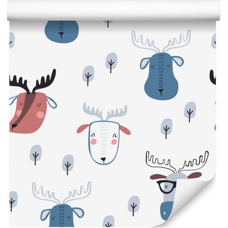 Carta da parati con motivo ad alberi in stile scandinavo per soggiorno e camera da letto, 50x1000 cm. (1/5)