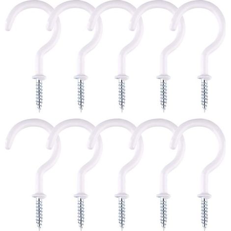 10 ganchos de techo resistentes para plantas, ganchos de tornillo para suspensión de techo de baño, cocina y jardín, 5,1 cm, blanco (1/5)