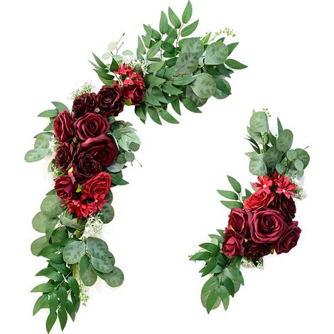 Fleurs artificielles pour arc de mariage, bordeaux, pour panneaux de bienvenue, décorations, rouge vin (1/5)