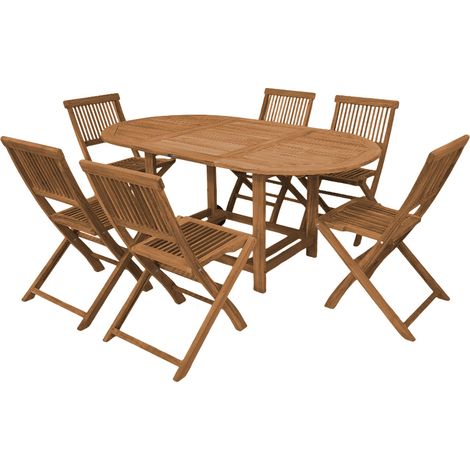 Axi Jadi Ensemble De Jardin - Table Ovale Et 6 Chaises Pliables En Bois De Teck Mobilier De Jardin Pour 6 Personnes Pour Extérieur - Table (L X L X H) : 180 X 100 X 77 Cm. (1/5)