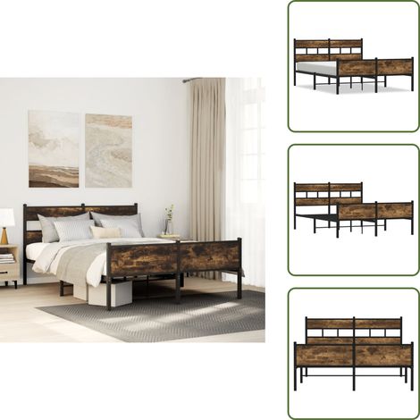 Cadre de lit sans matelas chêne fumé 140x190 cm bois ingénierie - Cadre De Lit - Cadres De Lit - Lit Double - Lit (1/5)