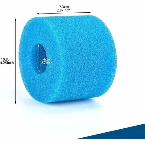 Type S1 Filter Sponge, Foam Filter Cartridge, Foam for Swimming Pool Filter, Reusable and Washable, Foam Filter for Spa, Swimming Pool, Jacuzzi (6, Blue)