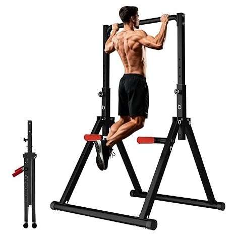 Chaise Romaine Power Tower Barre de Tractions Pliable Musculation à la Maison, Chaise Romaine Musculation, Structure triangulaire, Se Plie Facilement (1/5)
