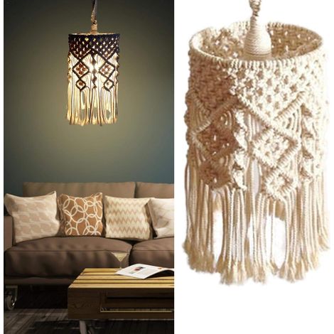 Lanterne En Coton - Abat-jour Suspendu À Franges Boho - Pour Salon Chambre Ou Décoration Événementielle - Diamètre 40 cm (1/5)