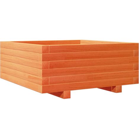 Vassoio per fioriera aiuola rialzata piante fiori terrazza giardino cera 60 x 60 x 26,5 cm legno di pino massiccio marrone 020038470