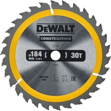 Lame De Scie Circulaire - 184 mm - Alésage 16 mm - 30 Dents ATB - Pour Bois Avec Clous - 1 Pièce (1/4)