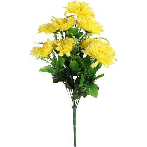 Gerbere artificiali in un bouquet - 9 pezzi, gialle, altezza 54 cm (1/3)