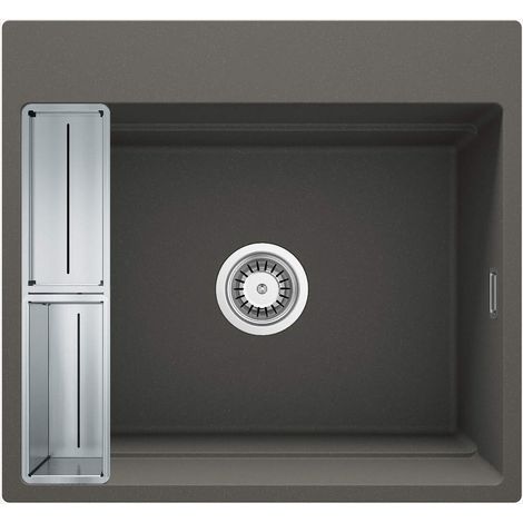 Lavello cucina in granito con 1 vasca 56x52 cm antracite metallizzato - Vora