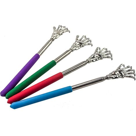 Filiyano – masseur en métal léger – lot x1 en acier inoxydable rétractable, multi-tailles et multicolore, jouet à chatouiller pour le dos, masseur en
