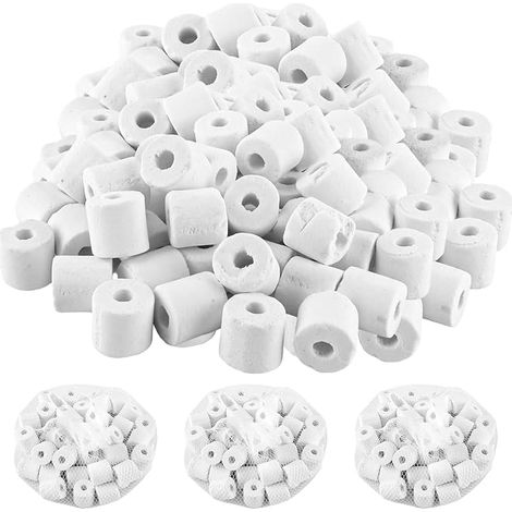 Lot de 4 anneaux filtrants en céramique - Supports filtrants pour aquarium - Anneaux en céramique - Filtre biologique pour aquariums - Filtre en céramique - Matériau filtrant pour aquarium (1/5)