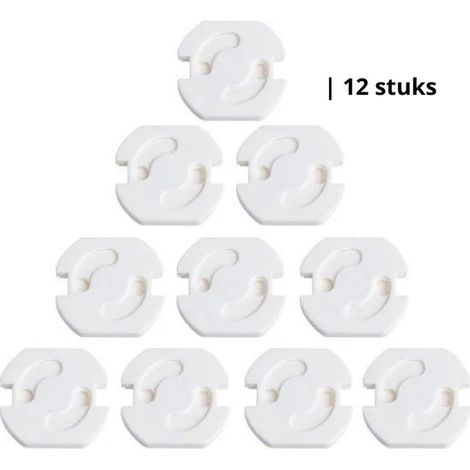 Lot de 12 caches-prises autocollants - Protection enfant et bébé - Sécurité prise électrique - Blanc (1/5)
