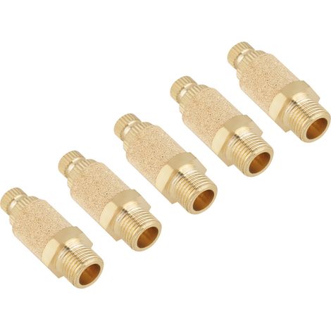 Silencieux pneumatique en laiton (lot de 5) avec contrôle du débit d'air et vanne 1/8 BSP.