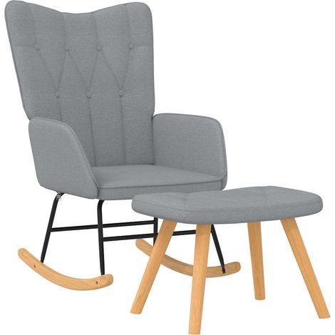 Maison Exclusive - Schaukelsessel mit Hocker Hellgrau Stoff (1/5)