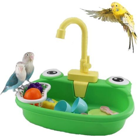 Baignoire automatique pour oiseaux – Boîte de douche multifonctionnelle avec robinet intégré, pour perroquets et perruches (petit/moyen) (1/3)