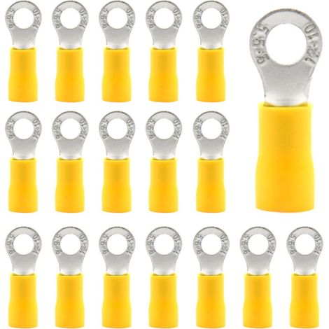 Lot de 50 connecteurs de câble 4 à 6 mm² - Diamètre du trou M5 - Connecteur de dérivation - Pour cosses à sertir électrique - En PVC (jaune/DPRY5) (1/5)