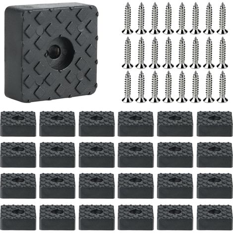 24Pcs Carré Tampons en Caoutchouc, 30 30mm Carrés en Caoutchouc Vissables, Tampons e-n caoutch-ouc Antidérapants avec Vis, tam-pons e-n caoutch-ouc pour Meubles, pour Table, Chaise et Canapé (1/5)
