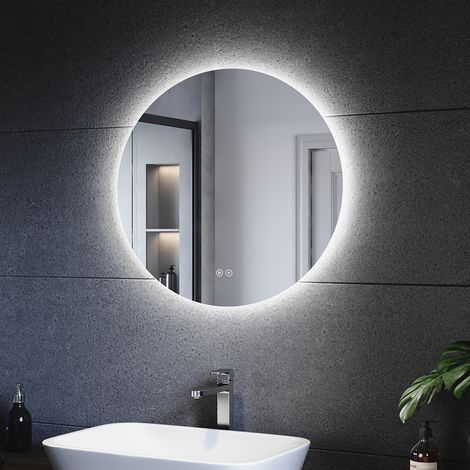 SONNI Espejo Baño con Luz regulable 3 Colores Antivaho 60x60 cm Espejo Baño LED Redondo Pared con Interruptor Táctil IP65 (1/5)