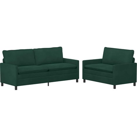 Set di divani 2 pz Verde scuro Velluto vidaXL (1/5)