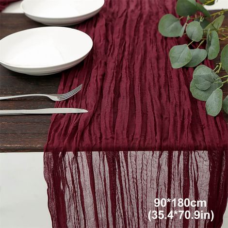 Chemin de table - Voilage décoratif en polyester plissé - Transparent et léger - Pour décoration d’intérieur ou d’événement - 90 cm x 180 cm - 1 pièce (1/3)