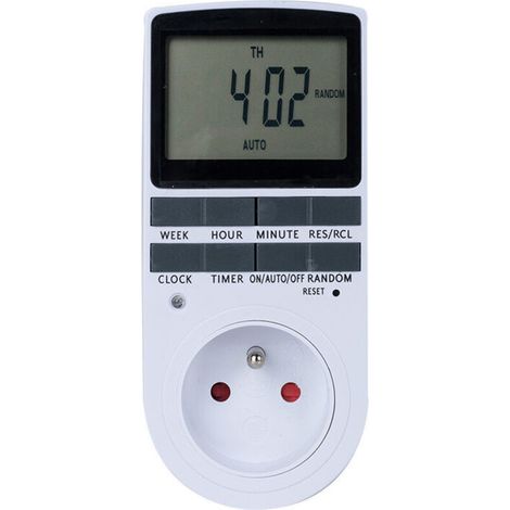 RHG Prises Programmables Digitales (Lot de 2) avec Minuterie Numérique Journalière/Hebdomadaire, Écran LCD, Mode Aléatoire Antivol, 16A/3680W Max