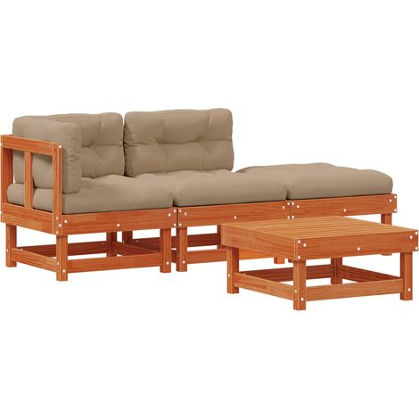 Garden Lounge Set 4 pcs Wax Brown Solid Pine Wood vidaXL