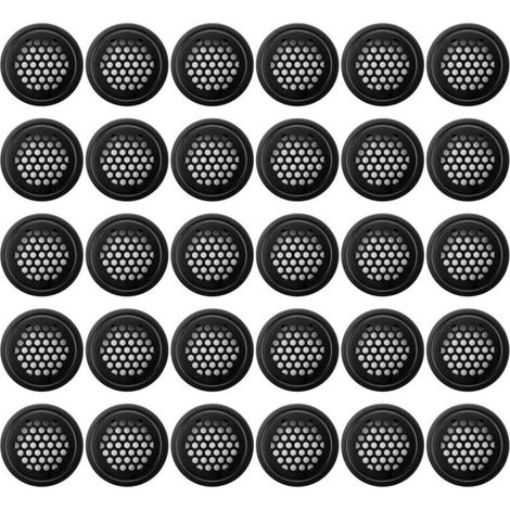 Grille de Ventilation Ronde 35mm Noir pour Armoire Salle de Bain et à Chaussures Lot de 30 Pièces (1/4)