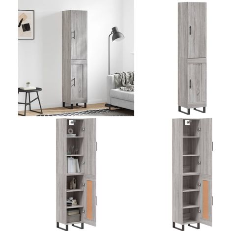 Highboard Grau Sonoma 34,5x34x180 cm Holzwerkstoff - Holzwerkstoff - Schrank (1/5)