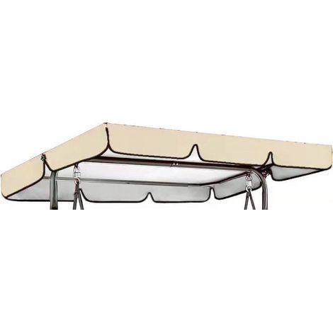 Toit de Rechange pour Balancelle de Jardin Anti-UV, Toit Balancelle en Tissu Polyester Imperméable avec Largeur de Bord 15cm Dimension164x114 cm (beige) (1/5)