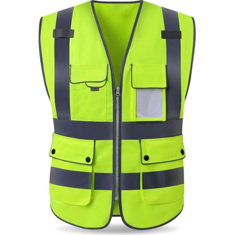 Gilets de construction haute visibilité Maillots de corps de sécurité idéaux pour les hommes et les femmes, norme ANSI/ISEA, taille universelle (jaune) (1/5)