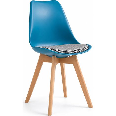ORION91 Silla LYRA Cojín Acolchado de Lino, Sillas para Cocina, Oficina, Sala de Estar – Color TURQUESA 40 x 49 x 82 cm - SpazioLuzio - Pack x6 (1/5)