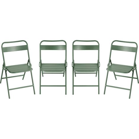 Set of 4 folding steel garden chairs Green 44.3x49x79.7 cm - Amelia