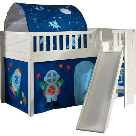 Lit Enfant Toboggan, Tente & Tunnel "Scott Astro" 90x200cm Blanc (1/5)