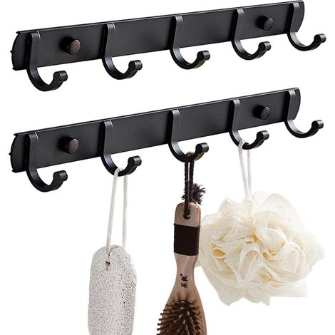 Diese 2er-Packung Wandgarderoben wird mit 5 Haken (14 Zoll lang) geliefert und eignet sich zum Aufhängen von Mänteln, Handtüchern, Taschen und kann in Eingangsbereichen, Badezimmern, Küchen, Schränken
