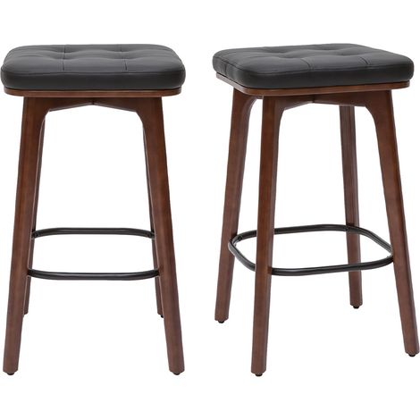 Sgabelli da bar vintage nero e legno scuro 65 cm (set di 2) GRAMMA