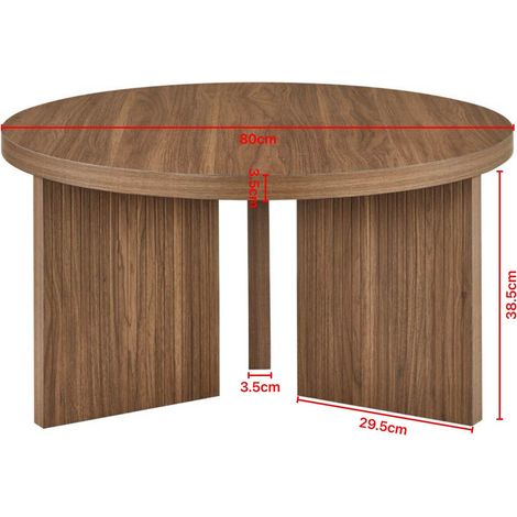 Table basse ronde 80 cm en MDF, couleur Walnut Brown HAVRYA (1/5)