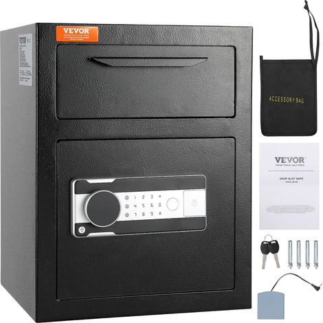 Coffre-Fort avec Serrure Électronique 48,1 L Coffre-Fort de Dépôt en Acier Laminé à Froid Coffre-Fort à Trappe Déverrouillage par Mot de Passe 3-12 Chiffres et Clés pour Argent Document Domicile (1/5)