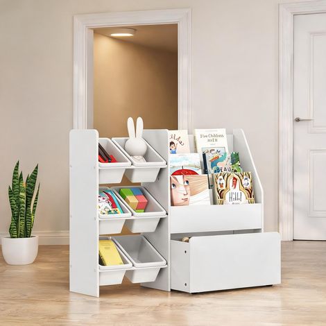 Étagère à jouets avec 6 bacs et 3 étagères 100 x 30 x 80 cm (1/5)