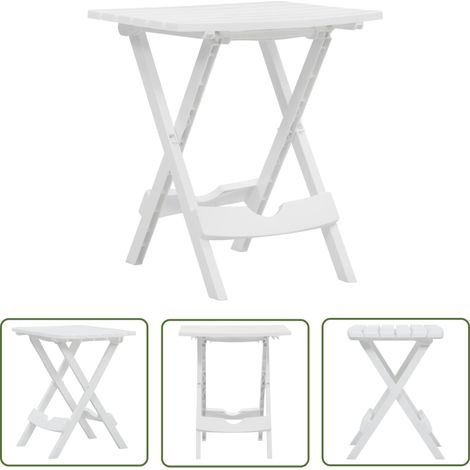 The Living Store Table pliable de jardin 45,5x38,5x50 cm Blanc - Table De Jardin Pliable - Table Extérieure - Table Bistro - Mobilier De Jardin - Table Ronde (1/5)