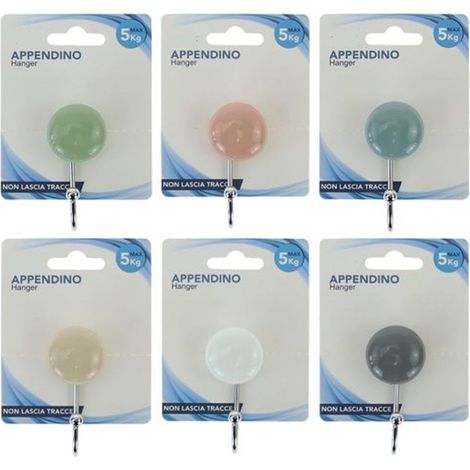 Cleafe - Gancio Appendino Adesivo Appendiabiti Da Parete Casa Cucina Bagno Tondo Colorato 10804 -
