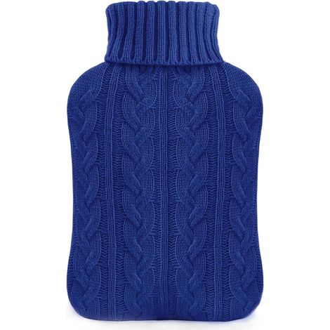 Wärmflasche mit Bezug 2L Strickbezug Navy blau - samply (1/5)