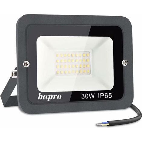 Spot LED extérieur 30W, éclairage de sécurité extérieur super brillant 5000LM, lumière blanche froide IP66 6000K, spot LED pour garage, jardin, terrasse, cour [Classe énergétique F]. (1/4)