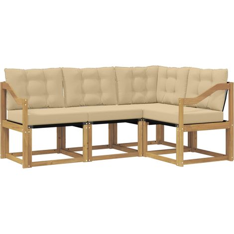 Outdoor Sofa Set with Cushion 4 pcs White and Beige vidaXL (1/5)