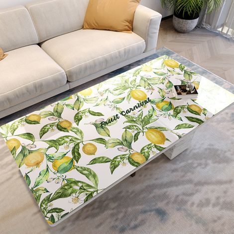 PVC leather printed tablecloth, Nordic style, waterproof, oil-proof, washable, heat-resistant, coffee table placemat, plastic household tablecloth - Lime - 6060CM