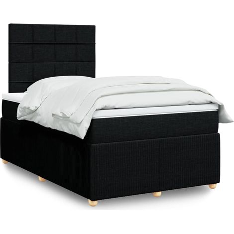 Testiera regolabile - vidaXL Giroletto a Molle con Materasso Nero 120x190 cm in Tessuto - Letto con materasso (1/5)