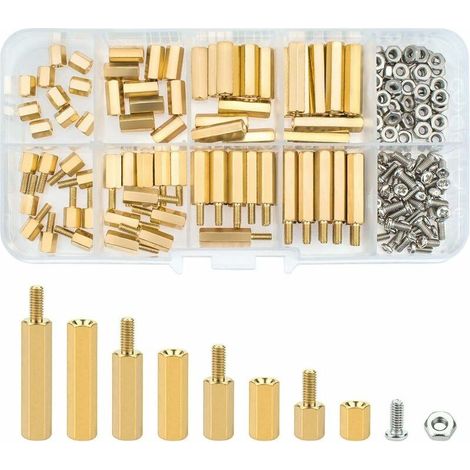 M3 Entretoise Laiton,PCB Entretoise,Fileté Mâle-Femelle Hexagonale Boulons en Cuivre Assortiment Kit pour PCB carte mère-120 Pièces (1/5)