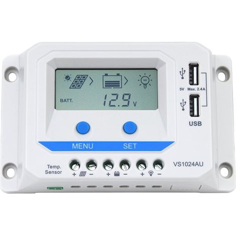 EPEVER VS1024AU EP Regolatore di carica solare PWM, VS AU Serie 10A, display LCD, riconoscimento automatico, 12 V/24 V (1/5)